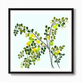 Spring branches and yellow leaves Art Print