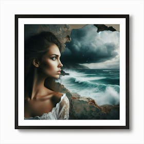 Beautiful Woman In A Hole Art Print