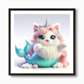 Cute Mermaid Caticorn 5 Art Print