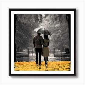 Couple In The Rain 1 Art Print