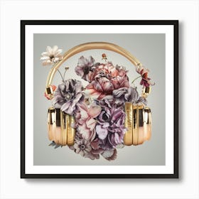 Headphones Gold Art Print