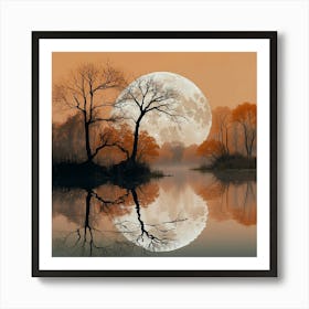 Default Full Moon Rising Over A Pond Photography Romanticism 2 Art Print