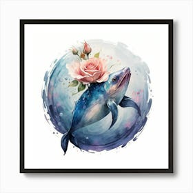 A wonderful fish with a rose beside it Art Print