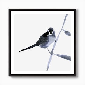 Bearded Parrotbill - Minimalistic Bird Painting Art Print