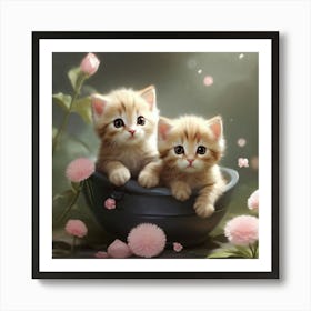 Kittens In A Bowl Art Print