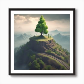 Tree On Top Of Mountain 5 Art Print