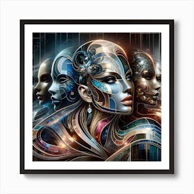 Galactic Muses: A Quartet of Cosmic Beauty Art Print