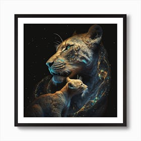Fierce Protection, Lions Art Print