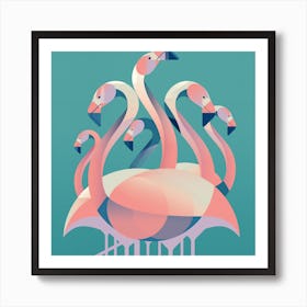 American Flamingo Square Art Print