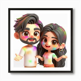 Holi Couple 2 Art Print