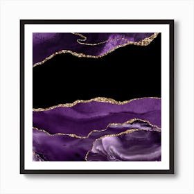 Purple & Gold Agate Texture 15 Art Print