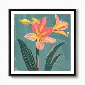 Amaryllis 1 Square Flower Illustration Art Print