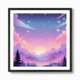 Sky With Twinkling Stars In Pastel Colors Square Composition 5 Art Print