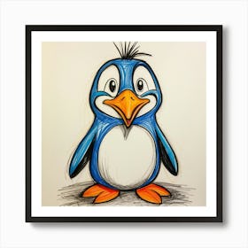 Penguin Drawing 8 Art Print