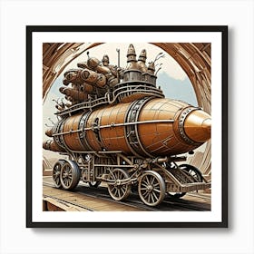 Steampunk Mobile Cubism Style Art Print