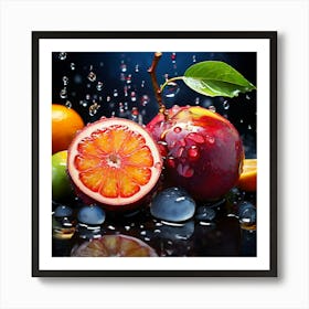 Watercolor Glazed Fruit Modern Kitchen Studio Photography Complex Details High Detail Art Print