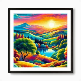 Colorful Landscape Painting 1 Art Print