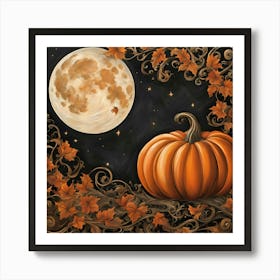 Moon And Pumpkin Poster