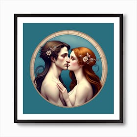 Kissing Couple ai art Art Print
