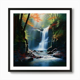 Watercolor Devils Punchbowl Falls Studio Photography Complex Details High Detail Art Print