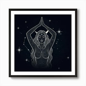 Zodiac Woman In Yoga Pose Art Print