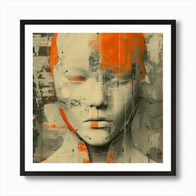 Sci-Fi Grungy Textured Android Portrait Art Print