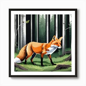 Fox In The Forest 6 Art Print