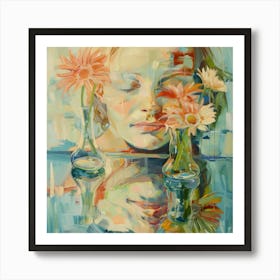 ReflectionsOfTheSoul. Serene Face is Kissed by the Hues of Serenity. Art Print