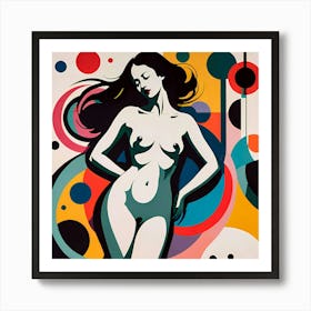 Abstract Nude Woman With Colorful Background Art Print