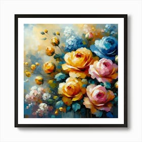 Colorful Roses oil painting abstract painting art 5 Art Print