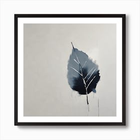 'Blue Leaf', A minimal Illustration of a leaf, pleasing home & office decor, calming tone with solid background, 1259 Art Print