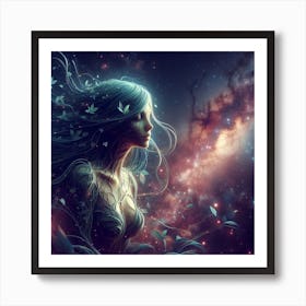 Girl In Space Art Print