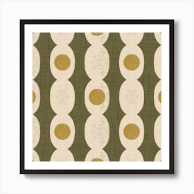 Retro Mod Geo Chain - Muted Olive - Mid Century Modern Art Print