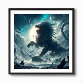 Lion In The Night Art Print