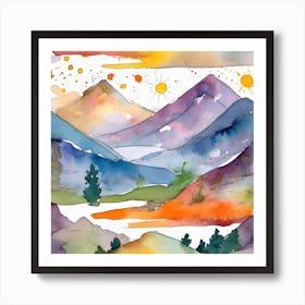 Firefly An Illustration Of A Beautiful Majestic Cinematic Tranquil Mountain Landscape In Neutral Col (32) Art Print