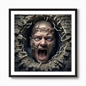 Man Coming Out Of A Hole Art Print