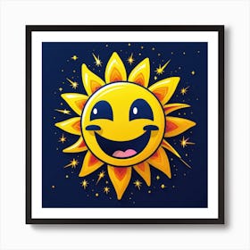 Lovely smiling sun on a blue gradient background 15 Art Print