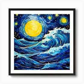 Starry Night Over The Ocean Art Print