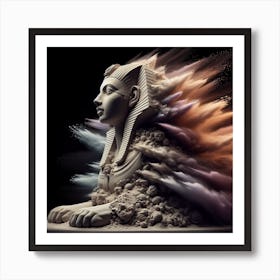 Sculpture of stone and sand in a Sphinx shape Art Print