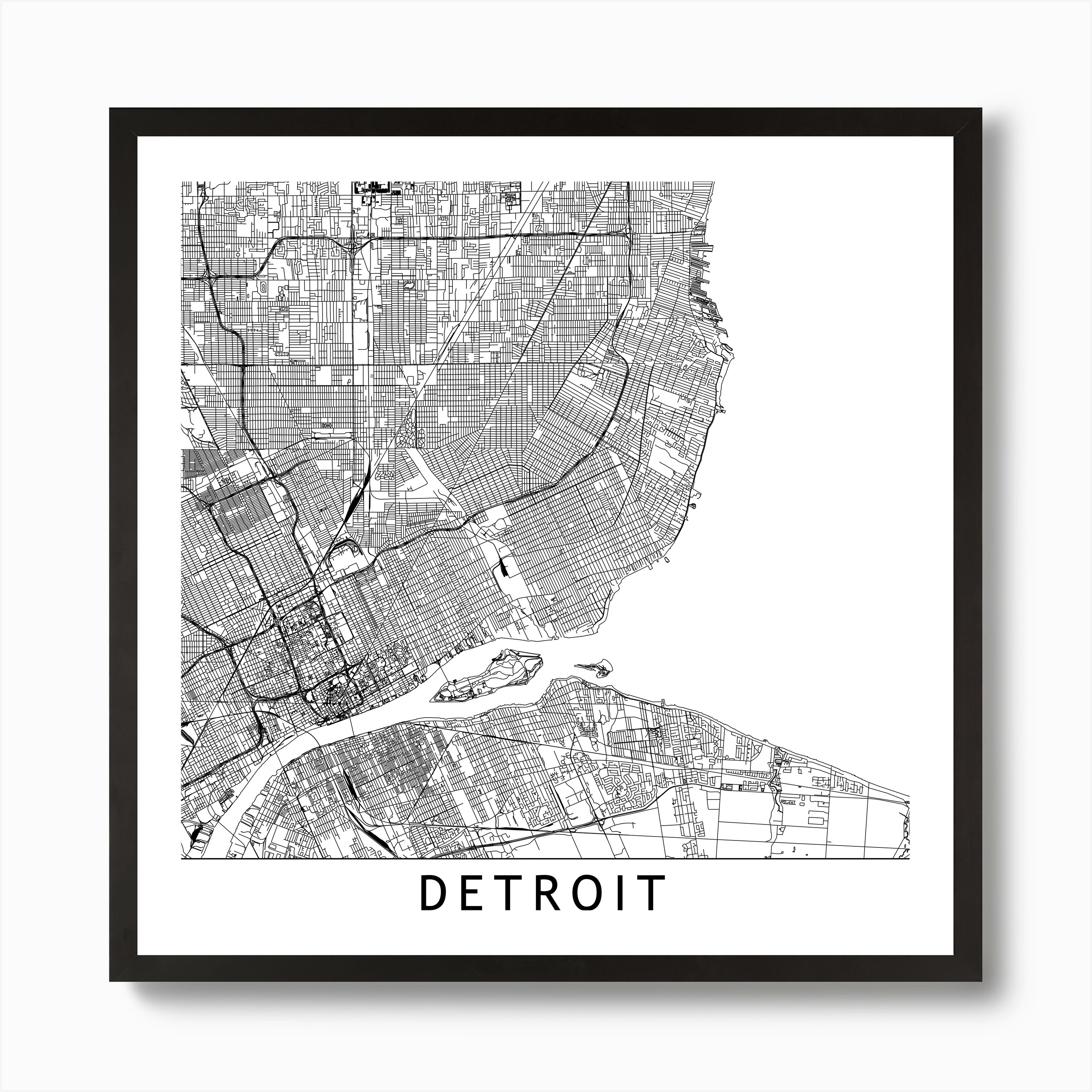 Detroit Map Art Print by multipliCITY - Fy