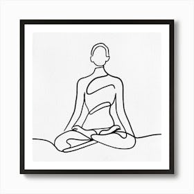 Meditating Woman Line Drawing Art Print