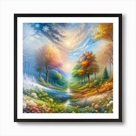 Seasonal Symphony: A Journey Through Time and Nature Art Print