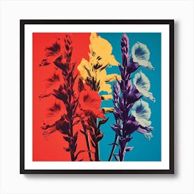 Andy Warhol Style Pop Art Flowers Larkspur 3 Square Art Print