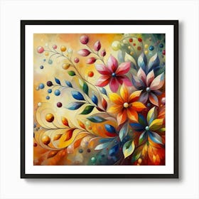 Flowers oil painting abstract painting art 16 Art Print