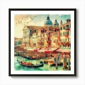 Watercolor of Venice Póster