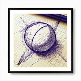 Pencil Sketch Of A Ball Art Print