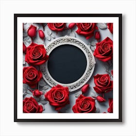 Frame With Red Roses 4 Art Print