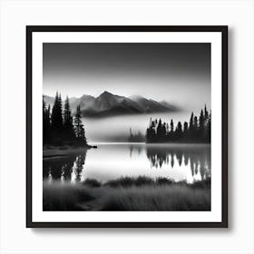 Black And White Mountain Landscape 8 Art Print