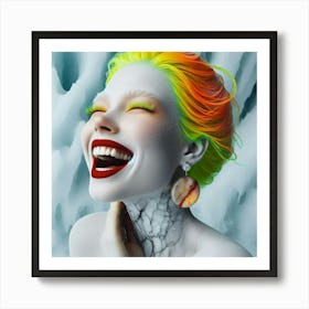 Woman Laughing In The Snow Art Print