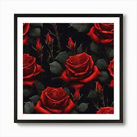 Red Roses Wallpaper Art Print